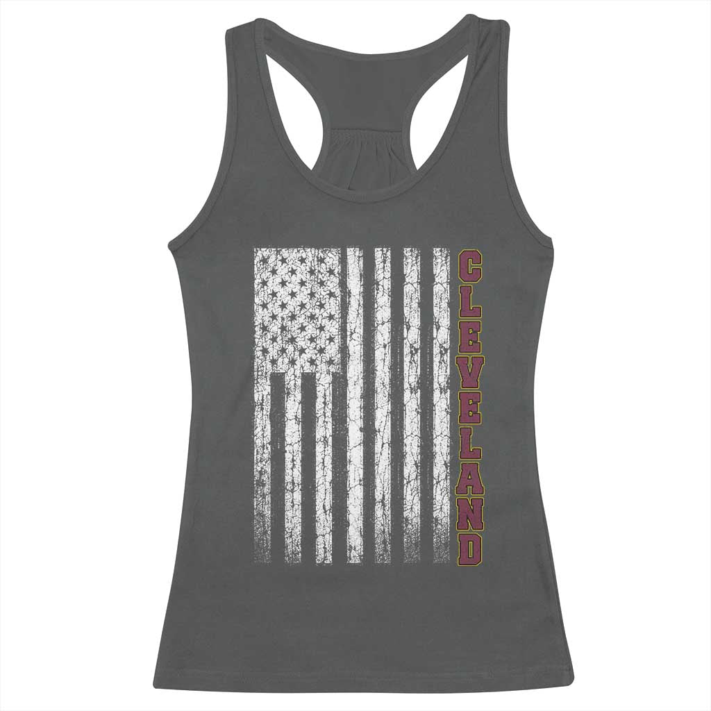 Cleveland Ohio State Pride Vintage American Flag Racerback Tank Top
