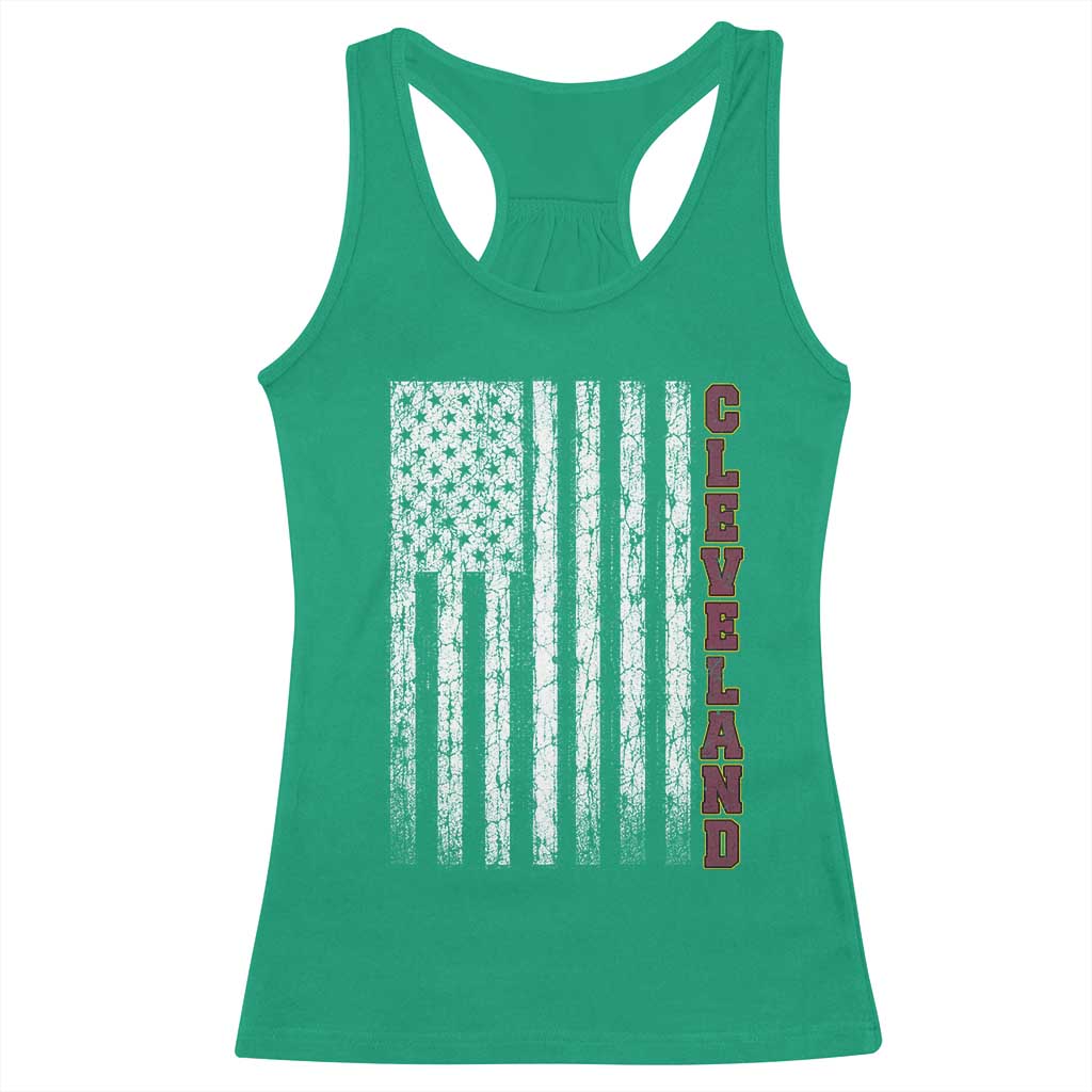Cleveland Ohio State Pride Vintage American Flag Racerback Tank Top