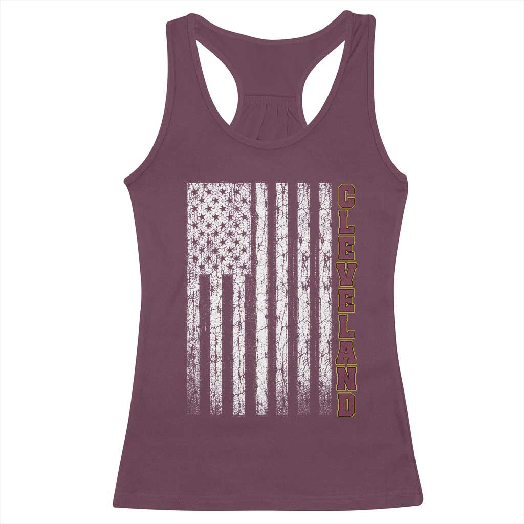 Cleveland Ohio State Pride Vintage American Flag Racerback Tank Top