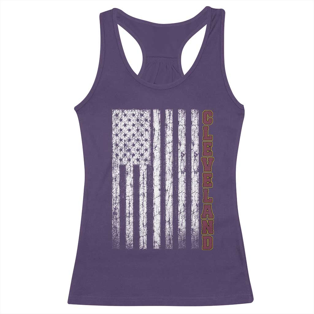 Cleveland Ohio State Pride Vintage American Flag Racerback Tank Top
