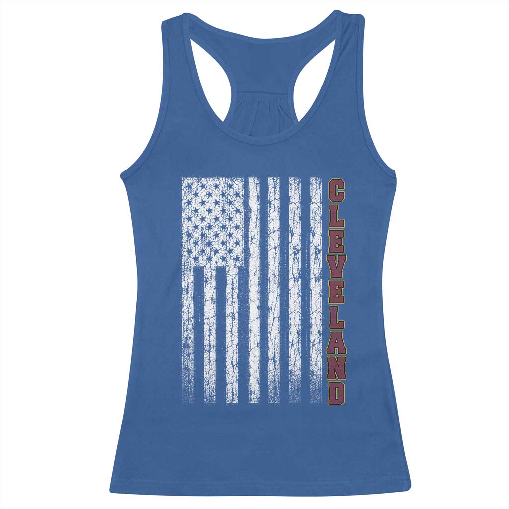 Cleveland Ohio State Pride Vintage American Flag Racerback Tank Top