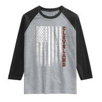 Cleveland Ohio State Pride Vintage American Flag Raglan Shirt Vintage American Flag Ohio State Pride