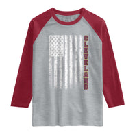 Cleveland Ohio State Pride Vintage American Flag Raglan Shirt Vintage American Flag Ohio State Pride