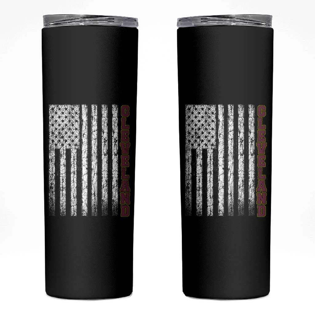 Cleveland Ohio State Pride Vintage American Flag Skinny Tumbler Vintage American Flag Ohio State Pride