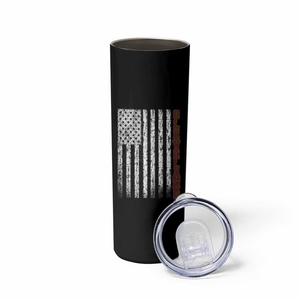 Cleveland Ohio State Pride Vintage American Flag Skinny Tumbler Vintage American Flag Ohio State Pride