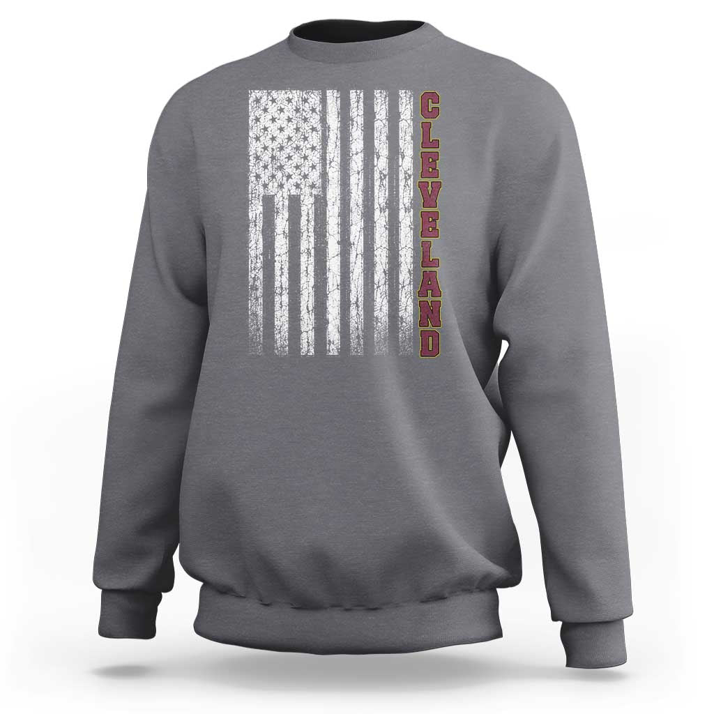 Cleveland Ohio State Pride Vintage American Flag Sweatshirt