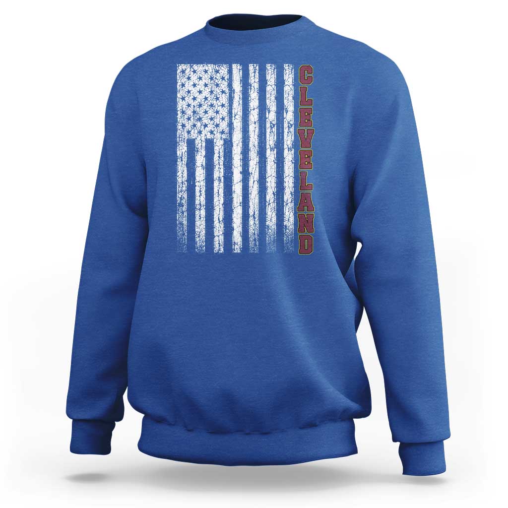 Cleveland Ohio State Pride Vintage American Flag Sweatshirt