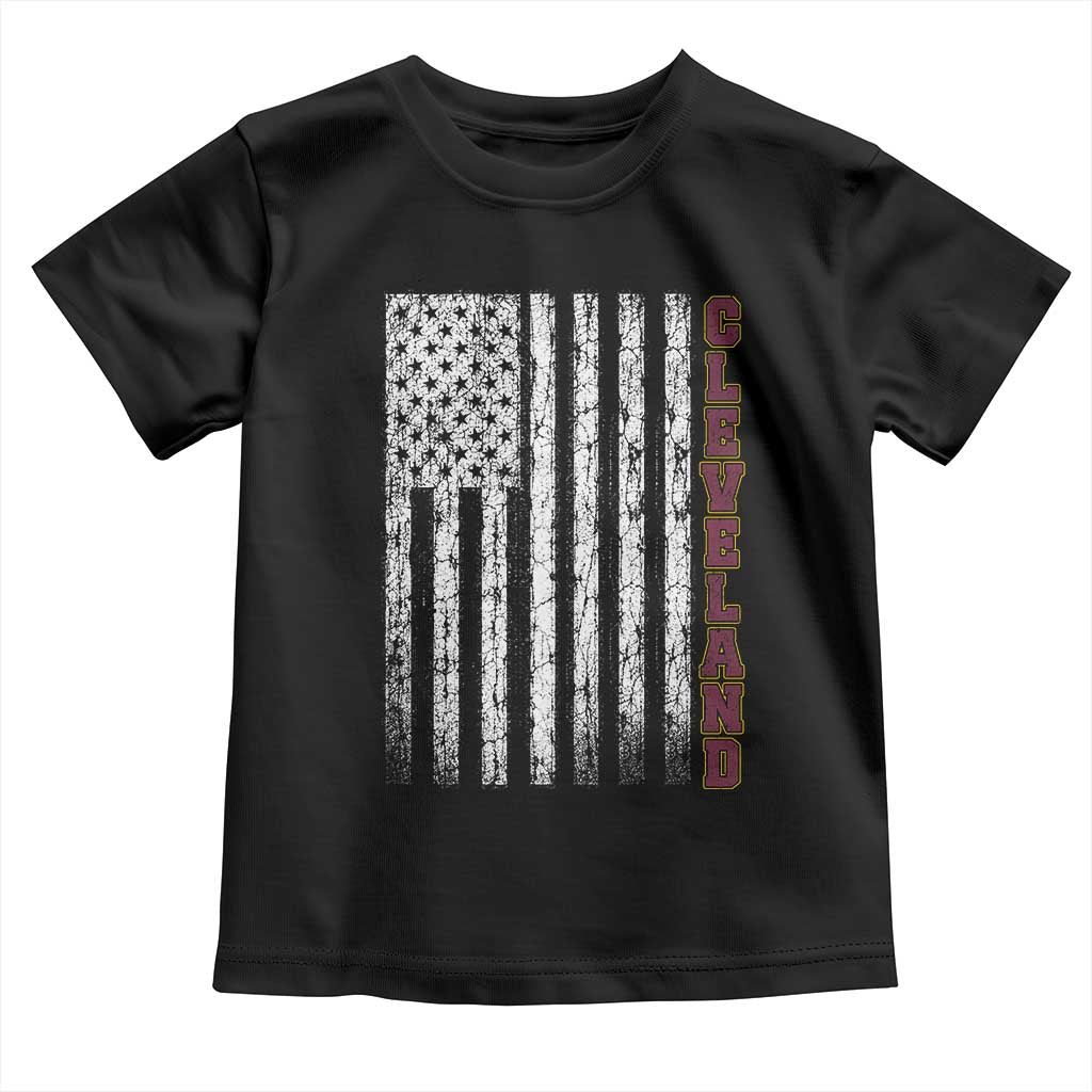 Cleveland Ohio State Pride Vintage American Flag Toddler T Shirt