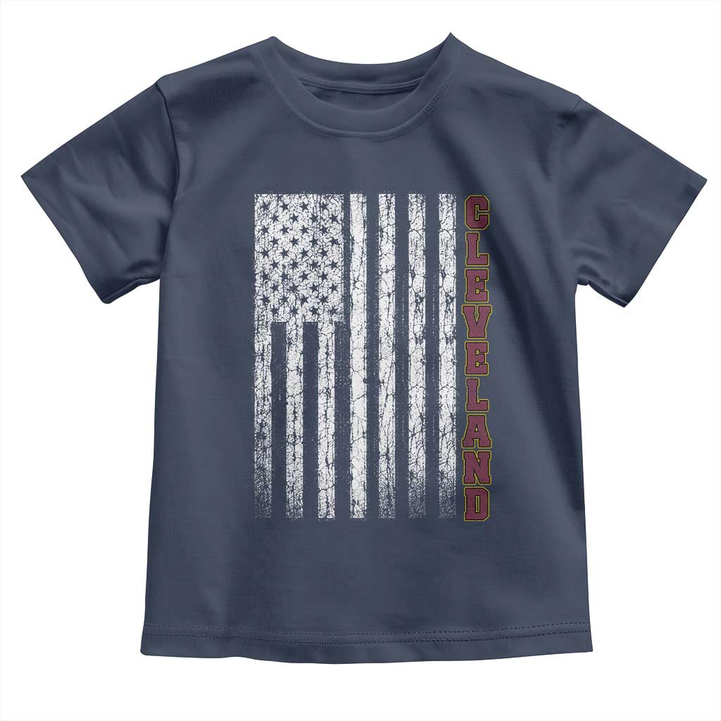 Cleveland Ohio State Pride Vintage American Flag Toddler T Shirt