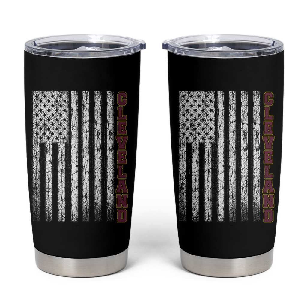Cleveland Ohio State Pride Vintage American Flag Tumbler Cup Vintage American Flag Ohio State Pride