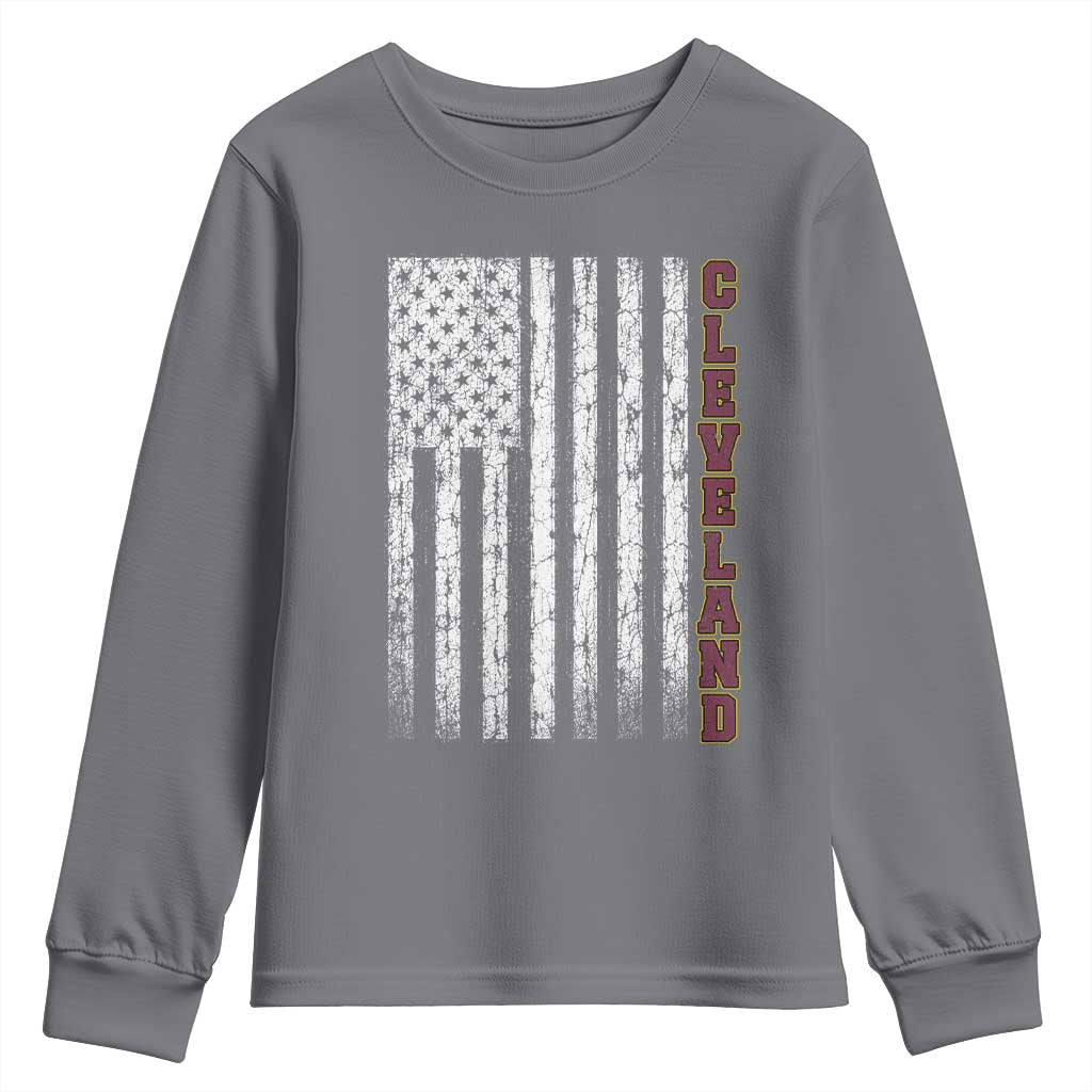 Cleveland Ohio State Pride Vintage American Flag Youth Sweatshirt