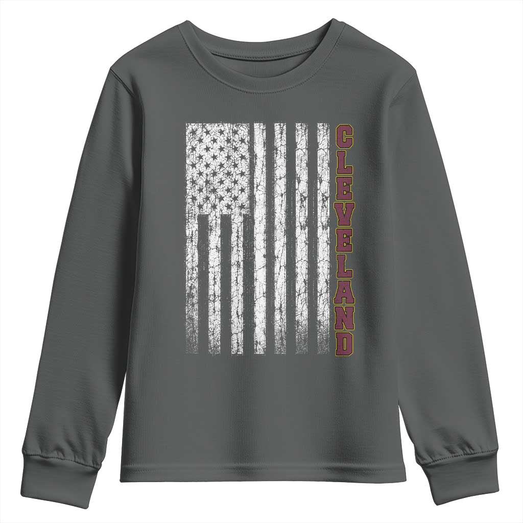 Cleveland Ohio State Pride Vintage American Flag Youth Sweatshirt