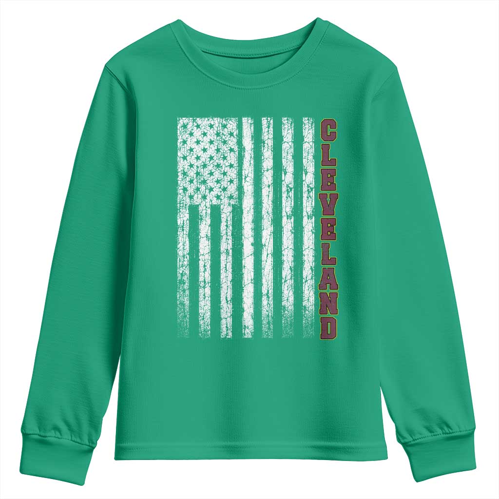 Cleveland Ohio State Pride Vintage American Flag Youth Sweatshirt