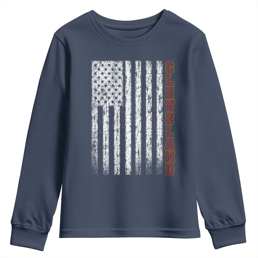 Cleveland Ohio State Pride Vintage American Flag Youth Sweatshirt