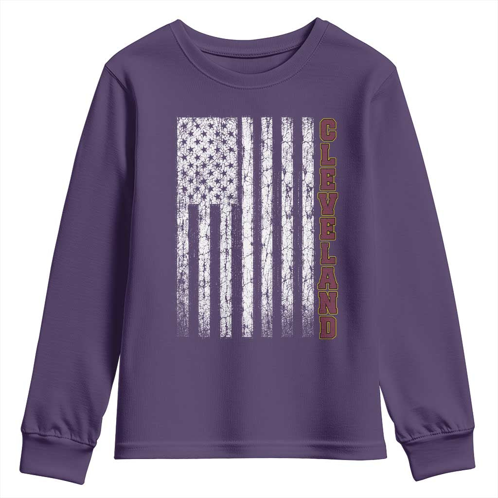 Cleveland Ohio State Pride Vintage American Flag Youth Sweatshirt