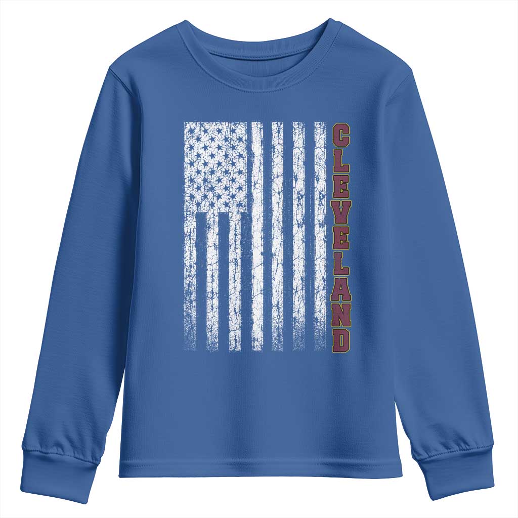 Cleveland Ohio State Pride Vintage American Flag Youth Sweatshirt
