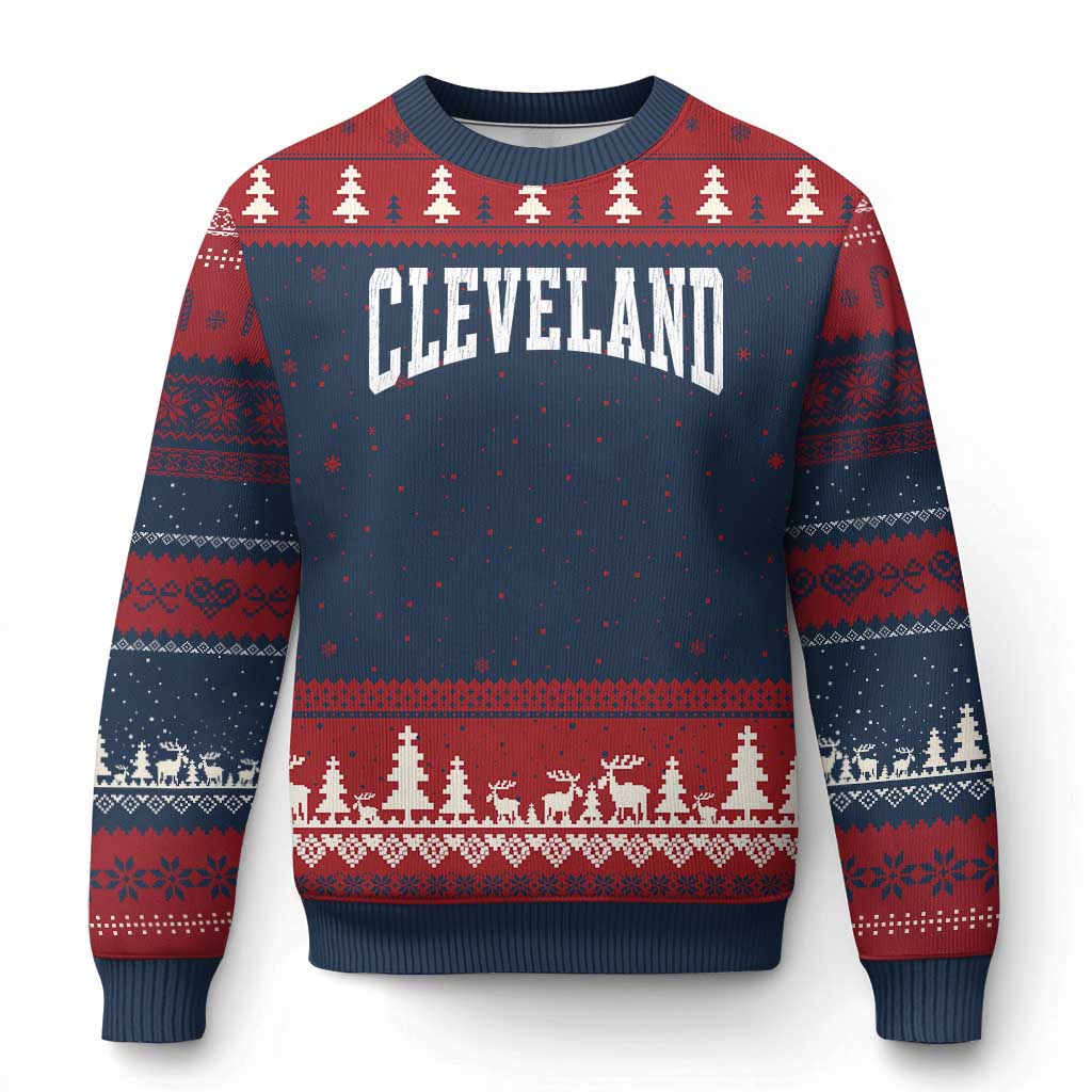 Cleveland Ohio OH City Throwback Design Vintage Ugly Christmas Sweater