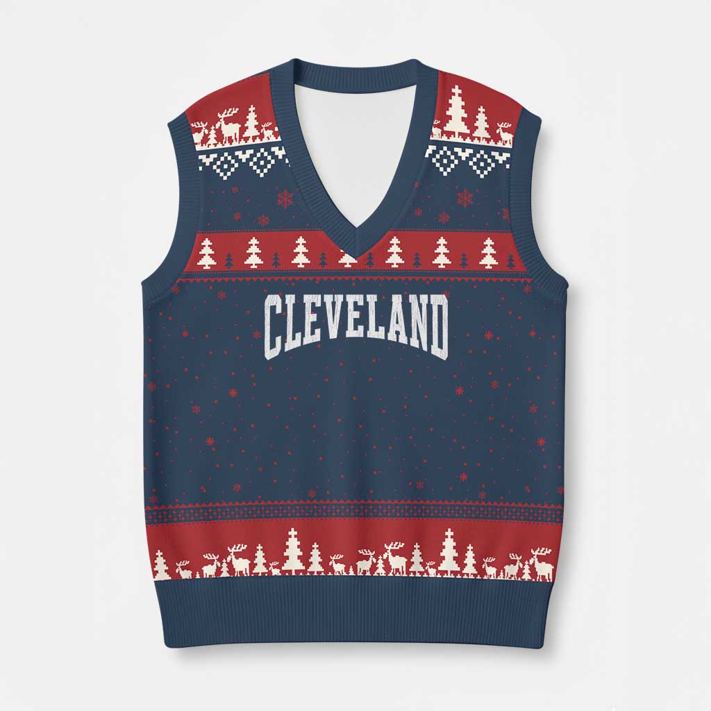 Cleveland Ohio OH City Throwback Design Vintage V-Neck Knit Sweater Vest