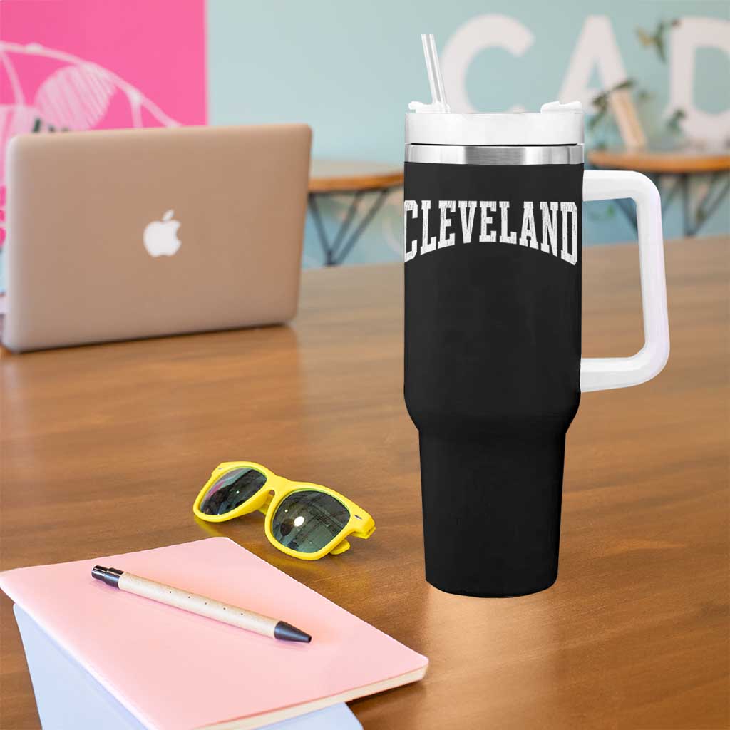 Cleveland Ohio OH City Throwback Design Vintage Tumbler With Handle