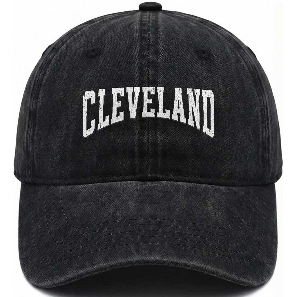 Cleveland Ohio OH City Throwback Design Vintage Washed Cotton Baseball Cap