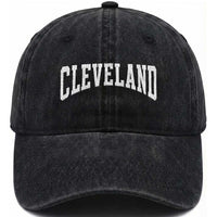 Cleveland Ohio OH City Throwback Design Vintage Washed Cotton Baseball Cap