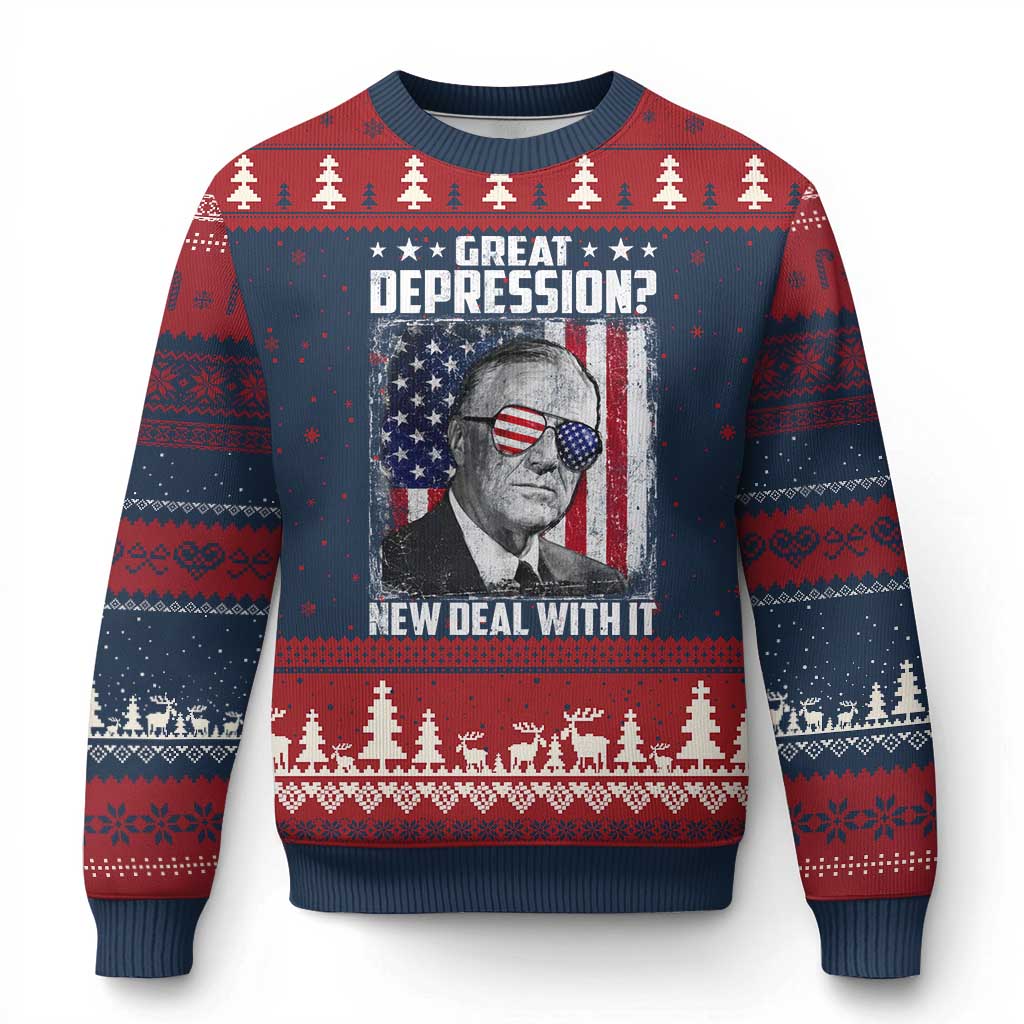 Franklin D Roosevelt Ugly Christmas Sweater Great Depression New Deal With It
