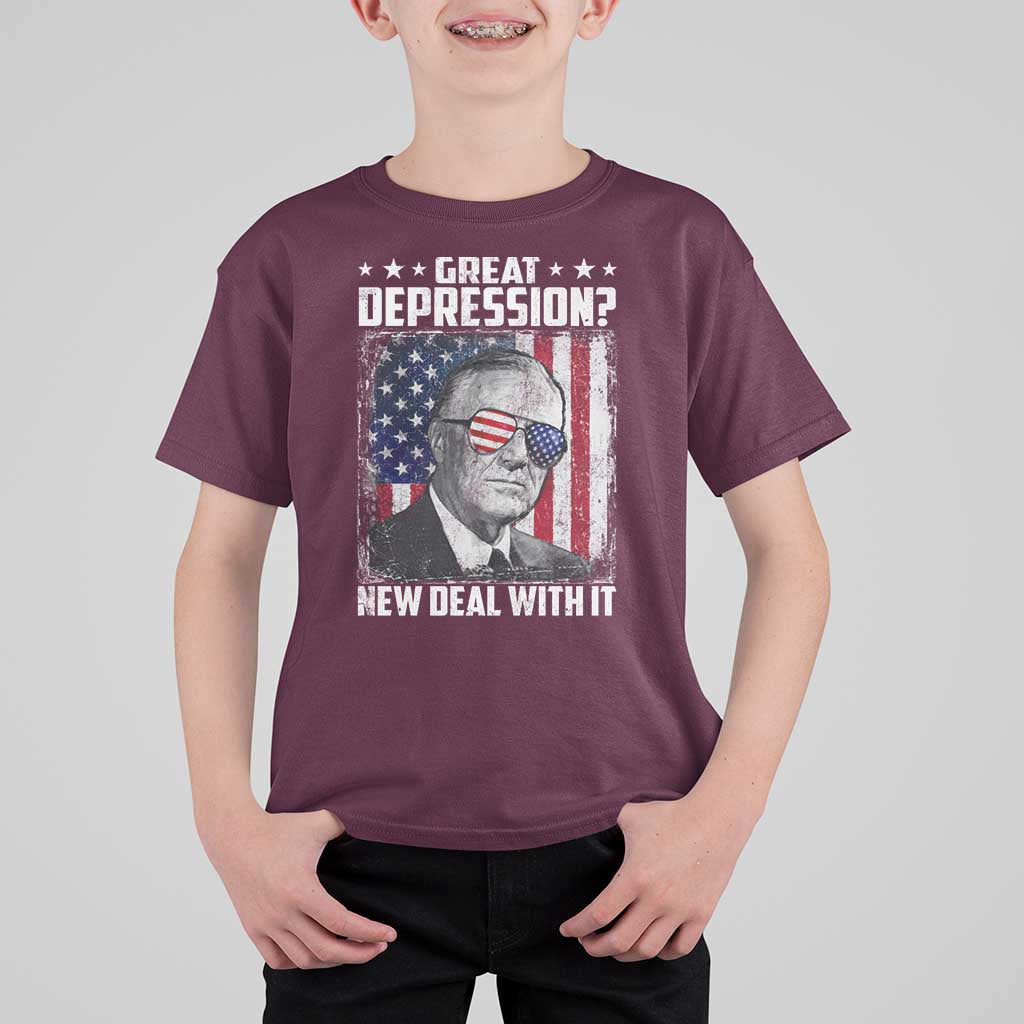 Franklin D Roosevelt T Shirt For Kid Great Depression New Deal With It