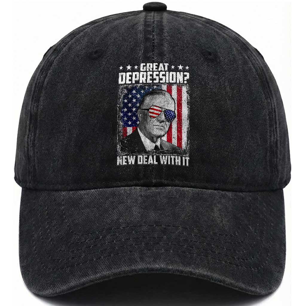Franklin D Roosevelt Washed Cotton Baseball Cap Great Depression New Deal With It