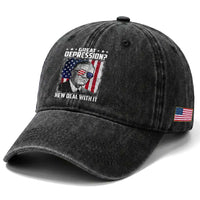 Franklin D Roosevelt Washed Cotton Baseball Cap Great Depression New Deal With It