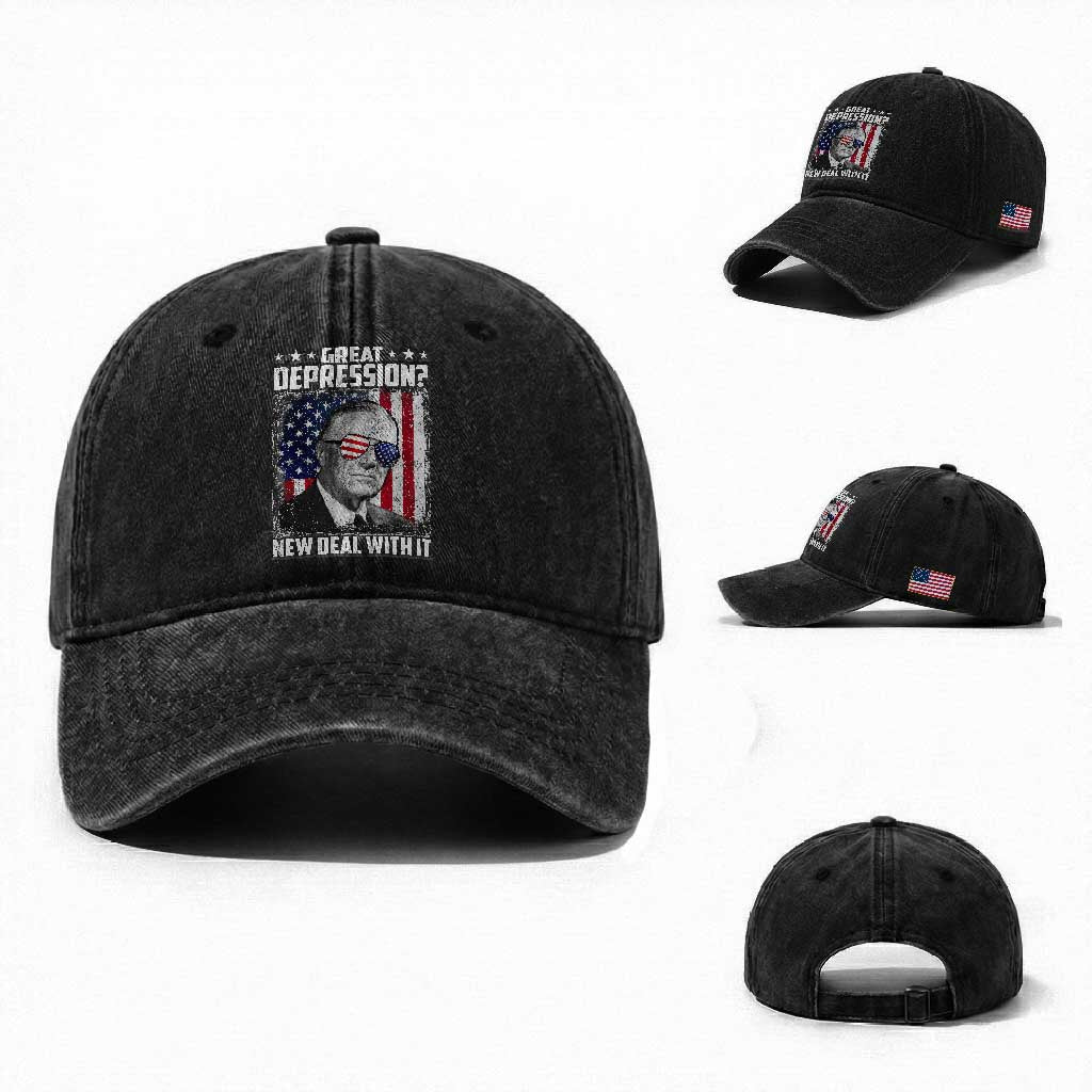 Franklin D Roosevelt Washed Cotton Baseball Cap Great Depression New Deal With It