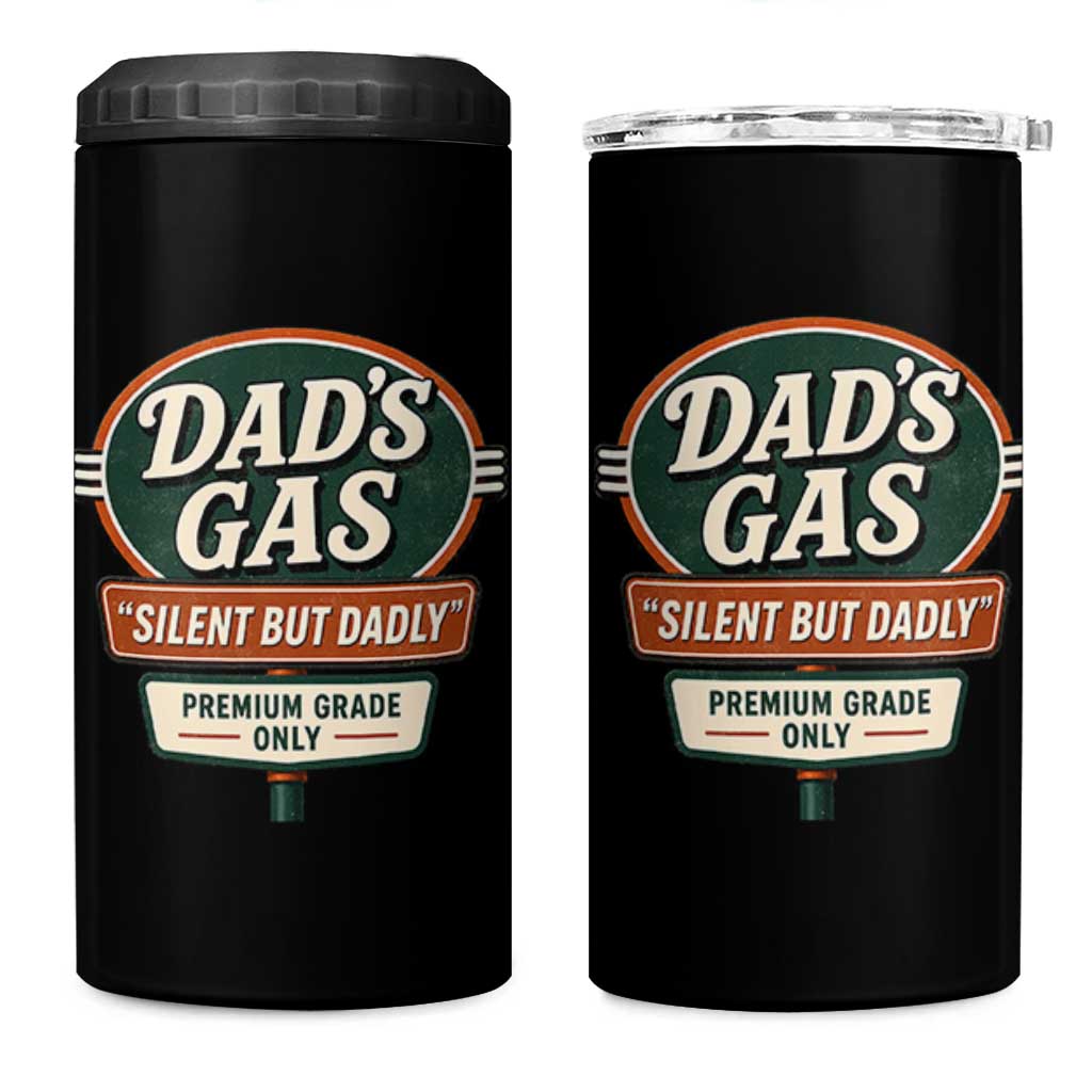 Dads Gas Silent But Dadly 4 in 1 Can Cooler Tumbler Funny Fart Dad Farting Father's Day