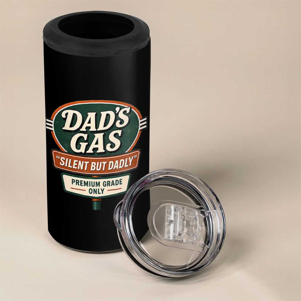 Dads Gas Silent But Dadly 4 in 1 Can Cooler Tumbler Funny Fart Dad Farting Father's Day