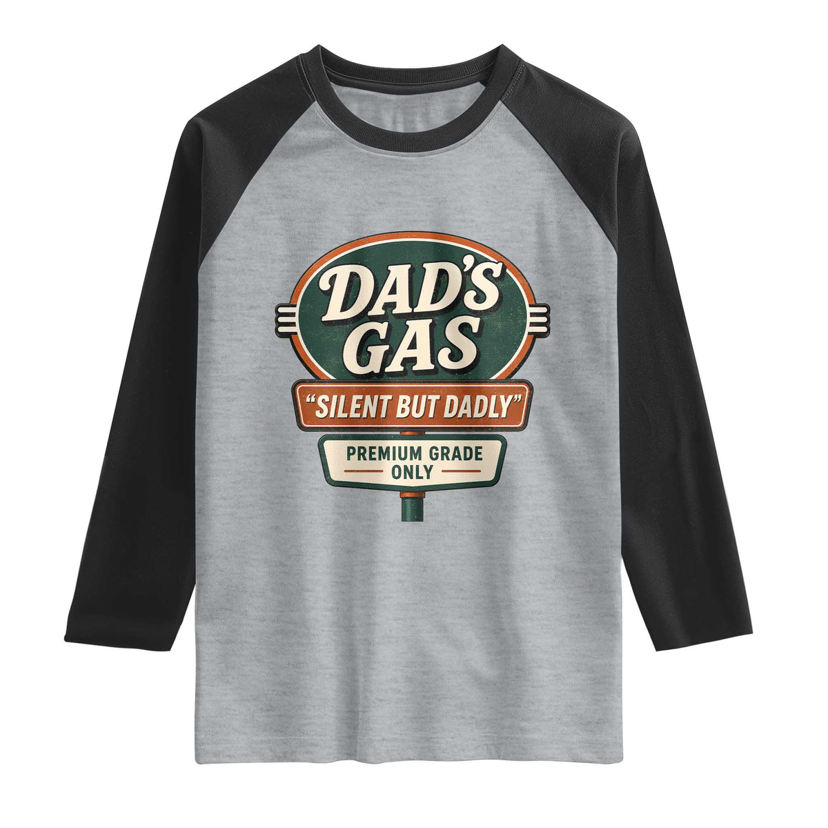 Dads Gas Silent But Dadly Raglan Shirt Funny Fart Dad Farting Father's Day