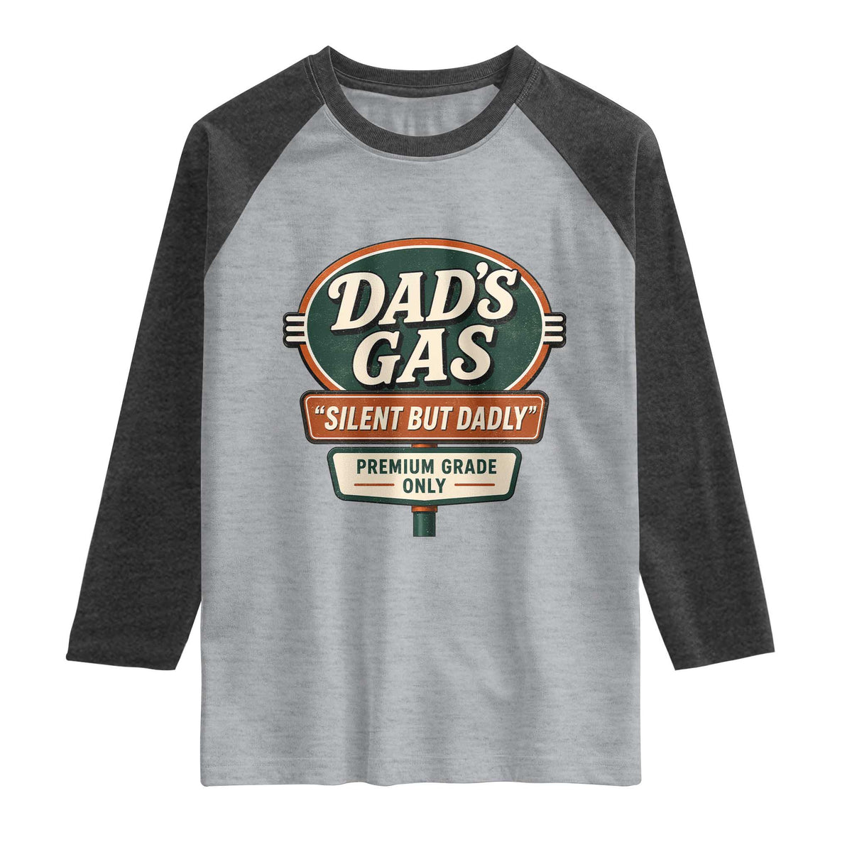 Dads Gas Silent But Dadly Raglan Shirt Funny Fart Dad Farting Father's Day