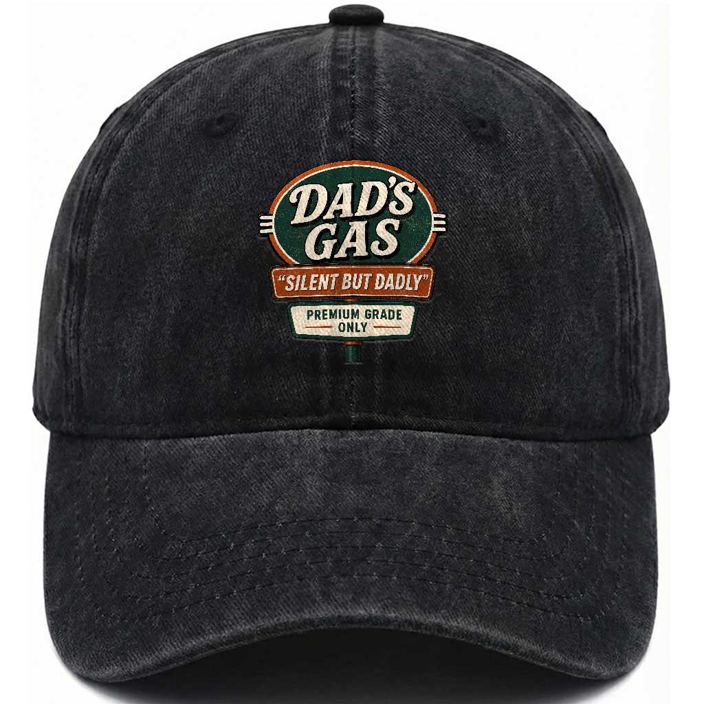 Dads Gas Silent But Dadly Washed Cotton Baseball Cap Funny Fart Dad Farting Father's Day