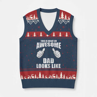 This Is What An Awesome Dad Looks Like V-Neck Knit Sweater Vest Funny Fathers Day Gifts
