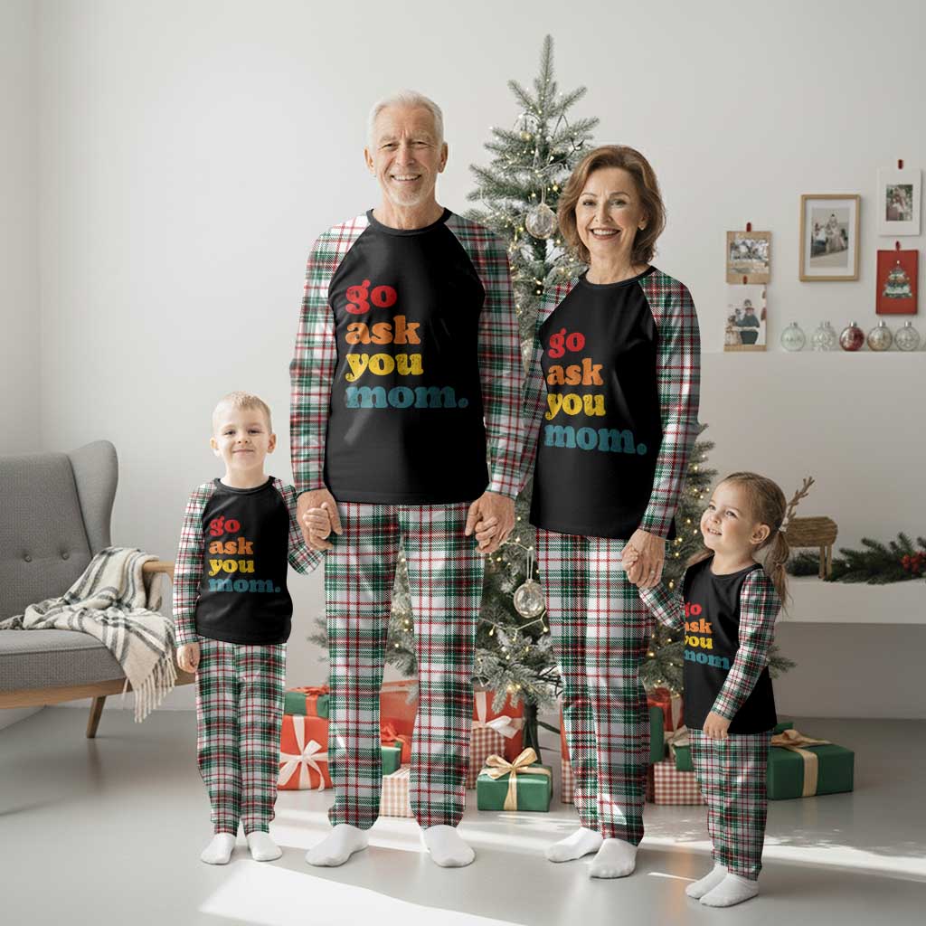 Go Ask Your Mom Plaid Pajama Set Funny Dad Quote Fathers Day Family Humor