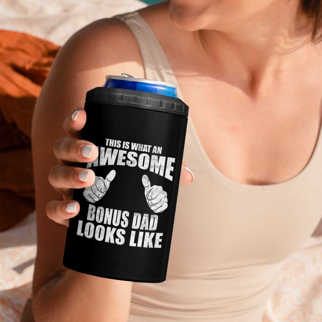 This Is What An Awesome Bonus Dad Looks Like 4 in 1 Can Cooler Tumbler Funny Step Dad Fathers Day Gifts