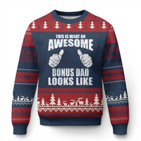 This Is What An Awesome Bonus Dad Looks Like Ugly Christmas Sweater Funny Step Dad Fathers Day Gifts
