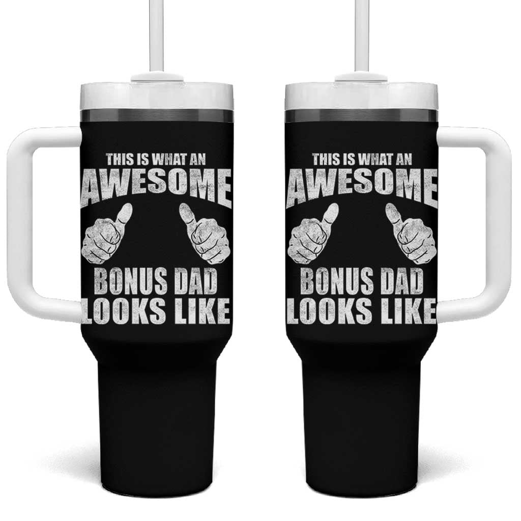 This Is What An Awesome Bonus Dad Looks Like Tumbler With Handle Funny Step Dad Fathers Day Gifts