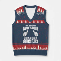 This Is What An Awesome Grandpa Looks Like V-Neck Knit Sweater Vest Funny Fathers Day Gifts