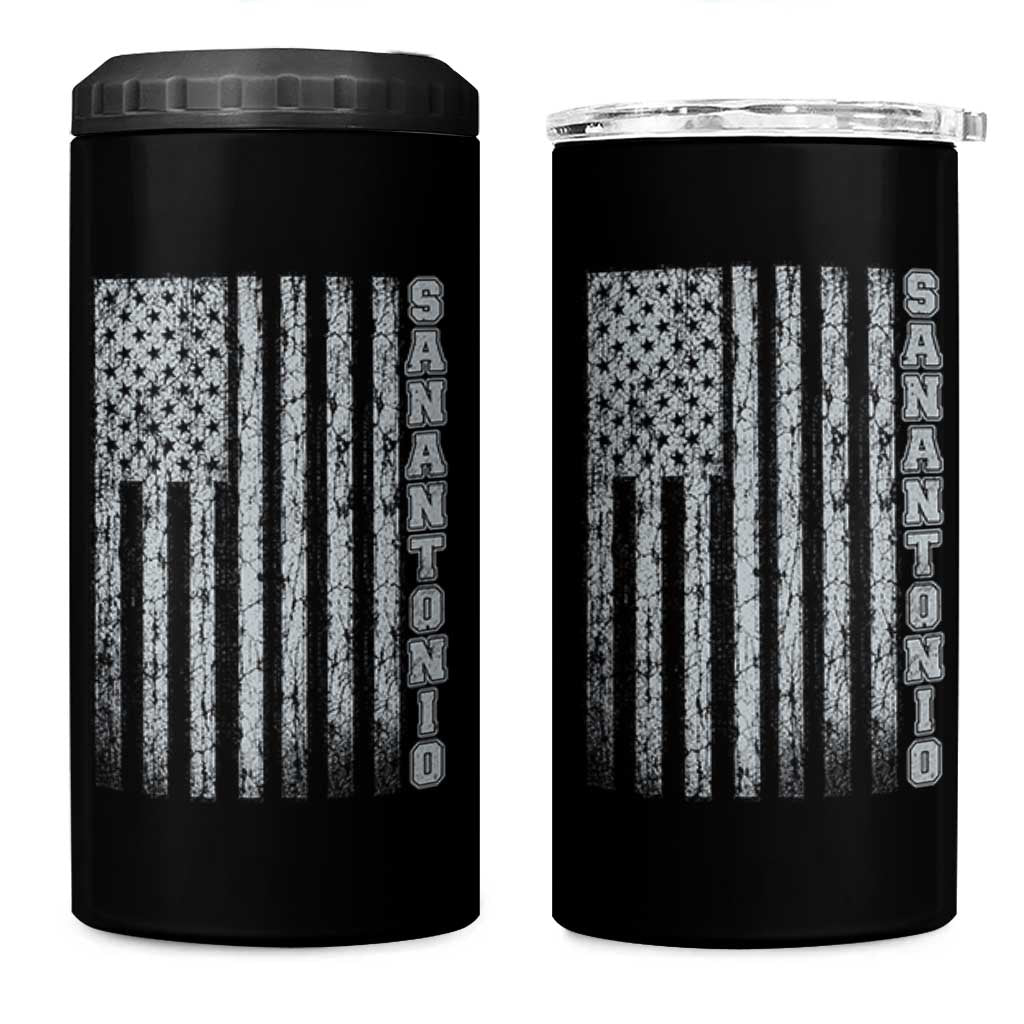 San Antonio Texas State Pride Vintage American Flag 4 in 1 Can Cooler Tumbler