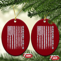 San Antonio Texas State Pride Vintage American Flag Ceramic Ornament