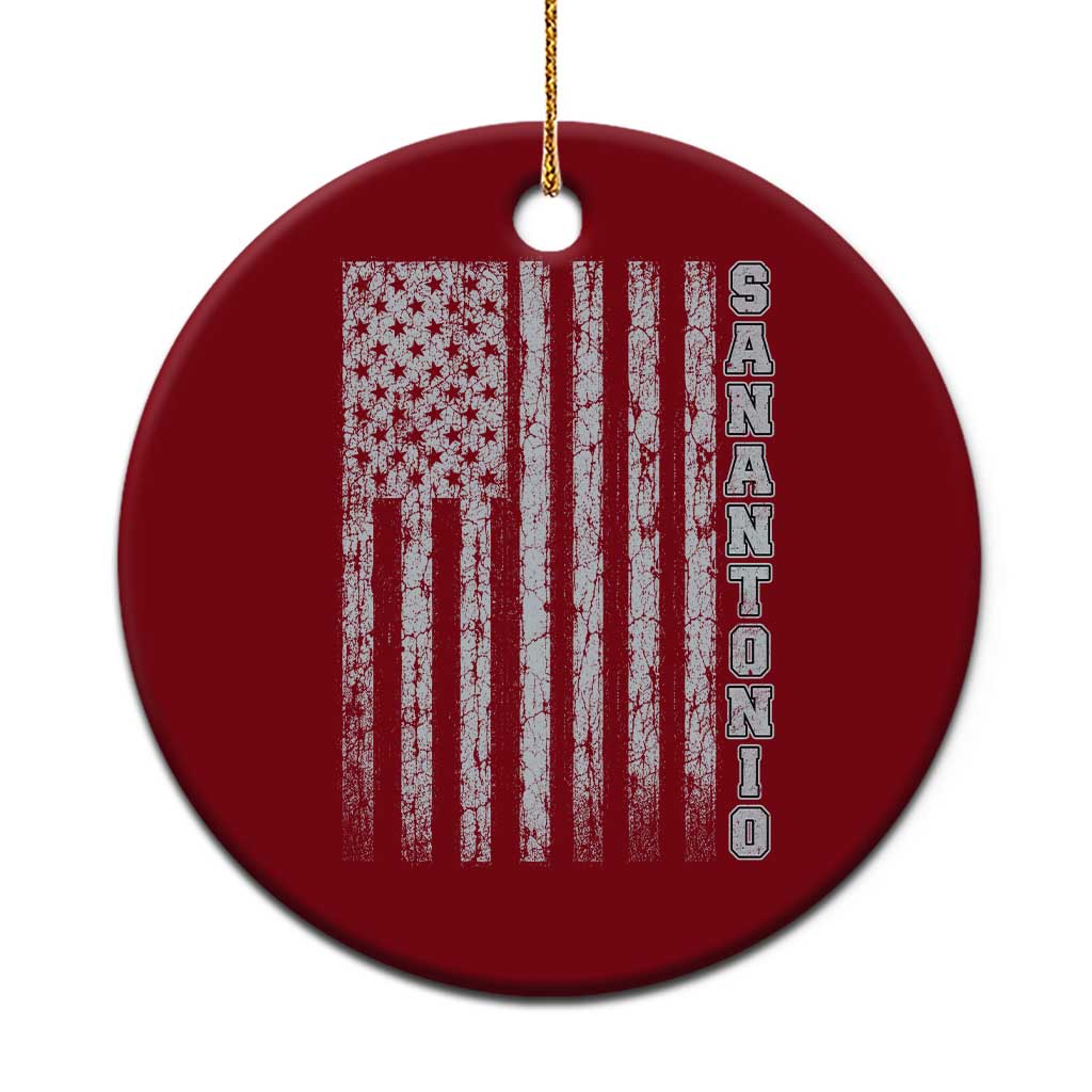 San Antonio Texas State Pride Vintage American Flag Ceramic Ornament