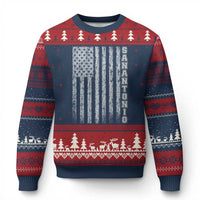 San Antonio Texas State Pride Vintage American Flag Ugly Christmas Sweater