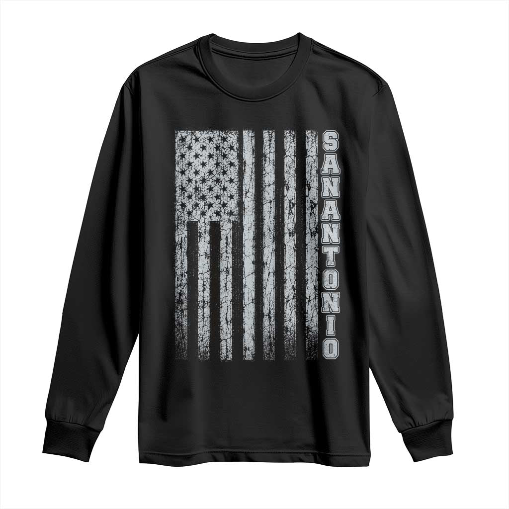 San Antonio Texas State Pride Vintage American Flag Long Sleeve Shirt