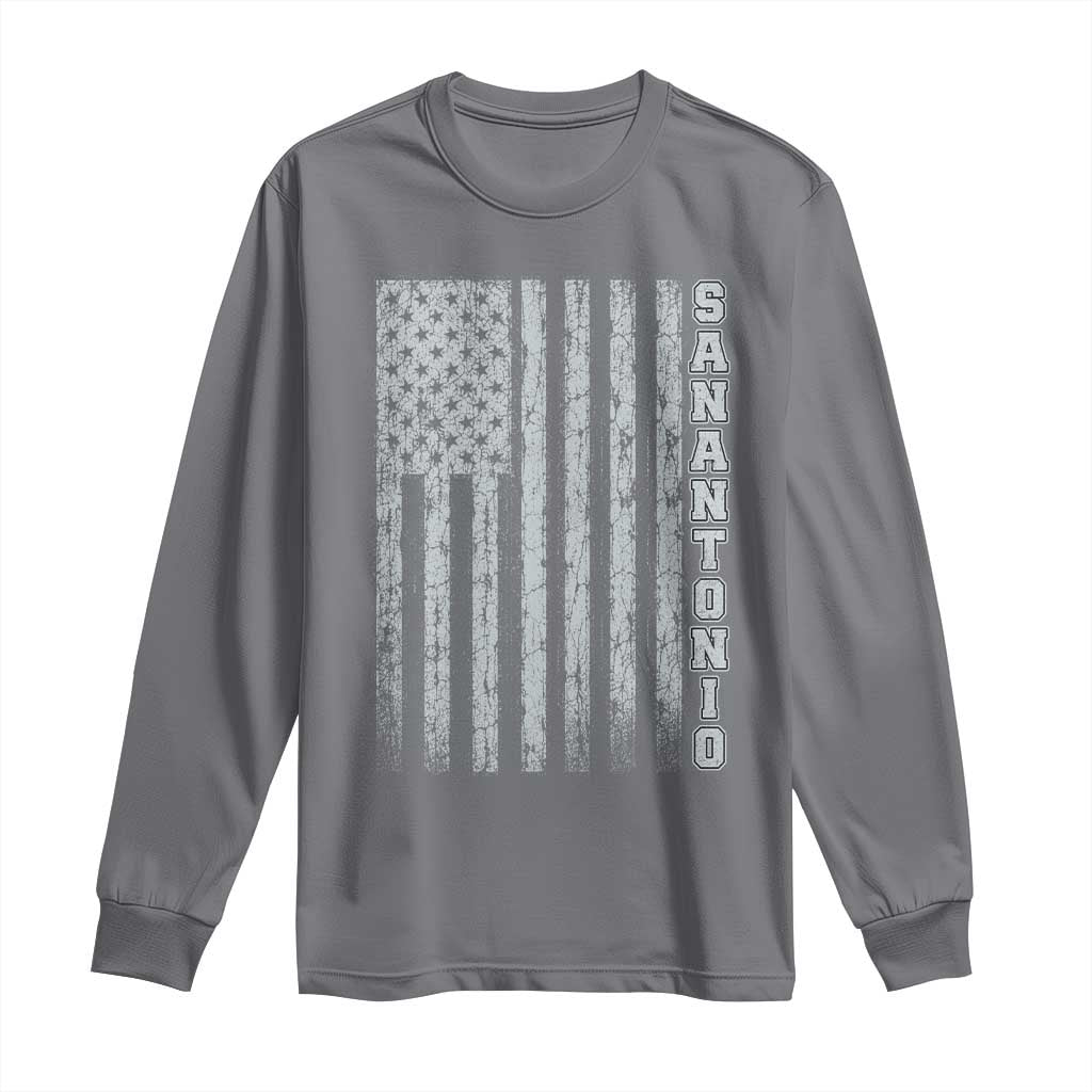 San Antonio Texas State Pride Vintage American Flag Long Sleeve Shirt