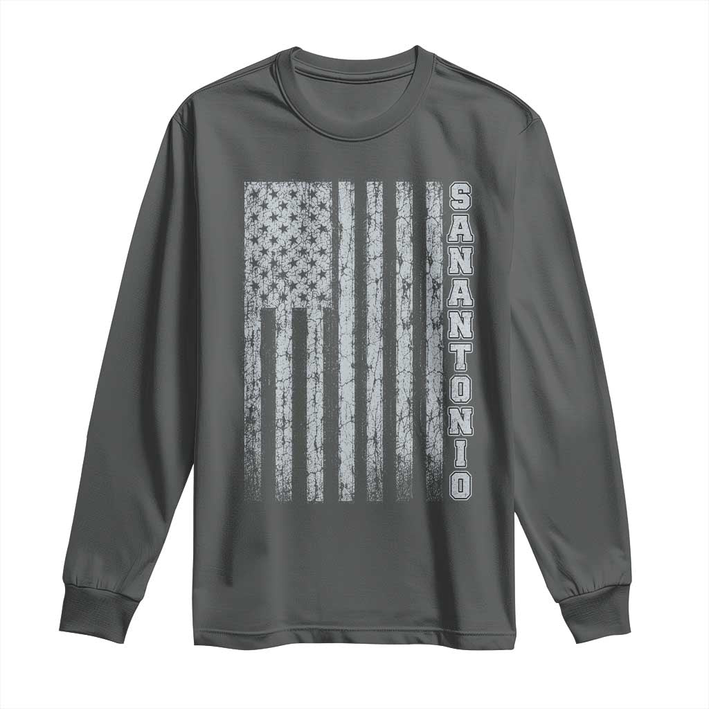 San Antonio Texas State Pride Vintage American Flag Long Sleeve Shirt