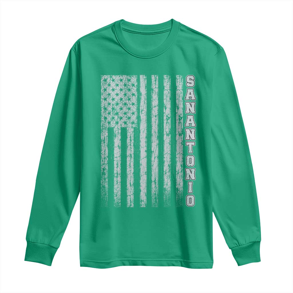 San Antonio Texas State Pride Vintage American Flag Long Sleeve Shirt