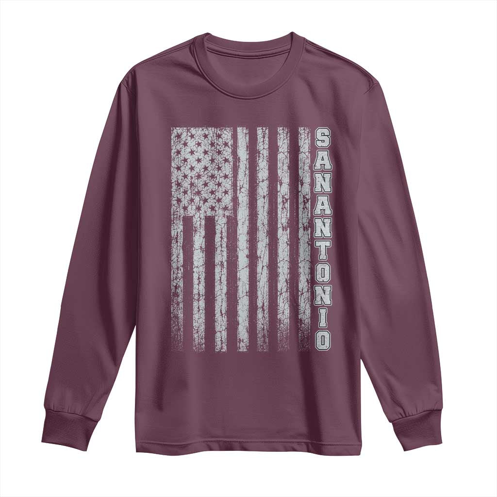 San Antonio Texas State Pride Vintage American Flag Long Sleeve Shirt